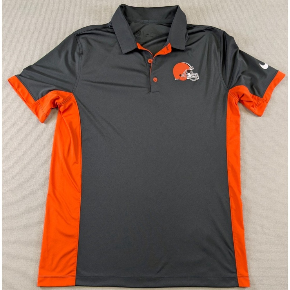 Cleveland Browns Shirt Mens Medium Orange Nike Polo Dri-Fit Performance NFL